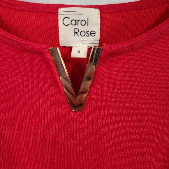 NWT Soft Red Sweater with "v neck" Metal Detail - Picture 2 of 4